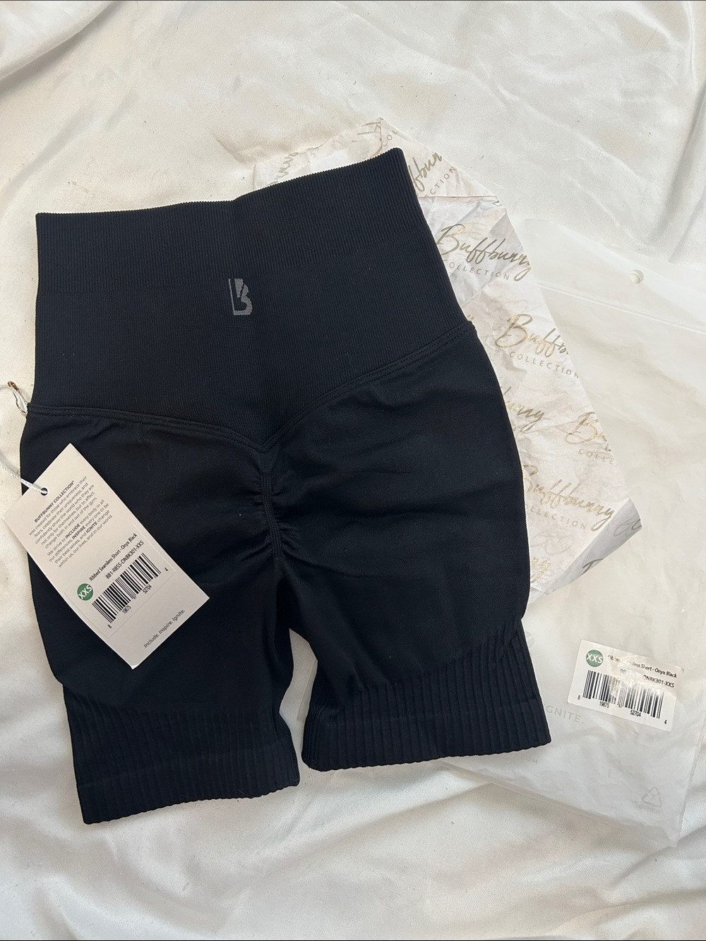 NWT BuffBunny Black High-Waist Scrunch Bike Shorts
